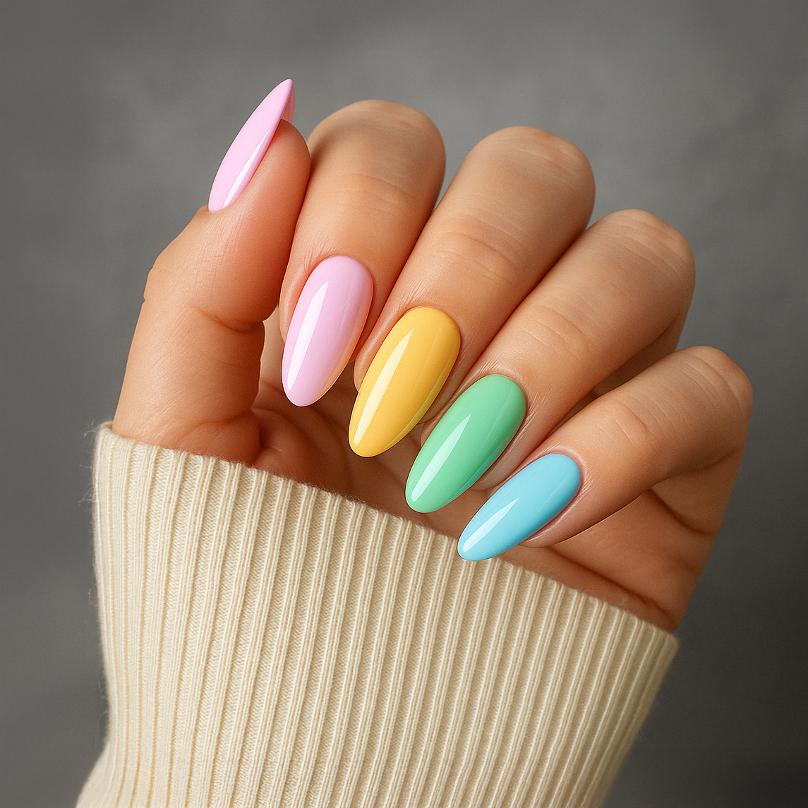 Pegatinas de gel para uñas con efecto "Rainbow Puff"