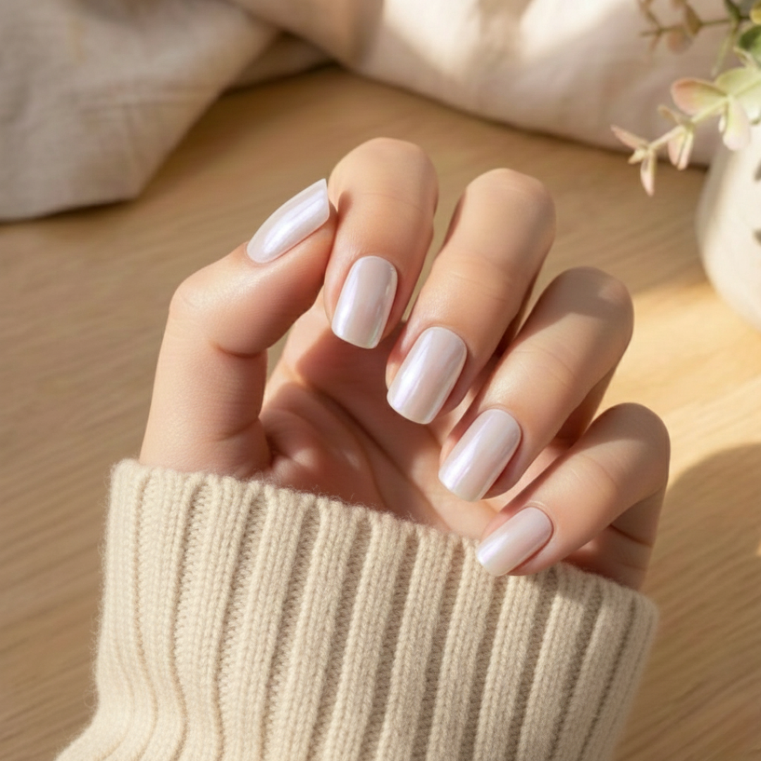 'White Hailey' Gel Nail Stickers