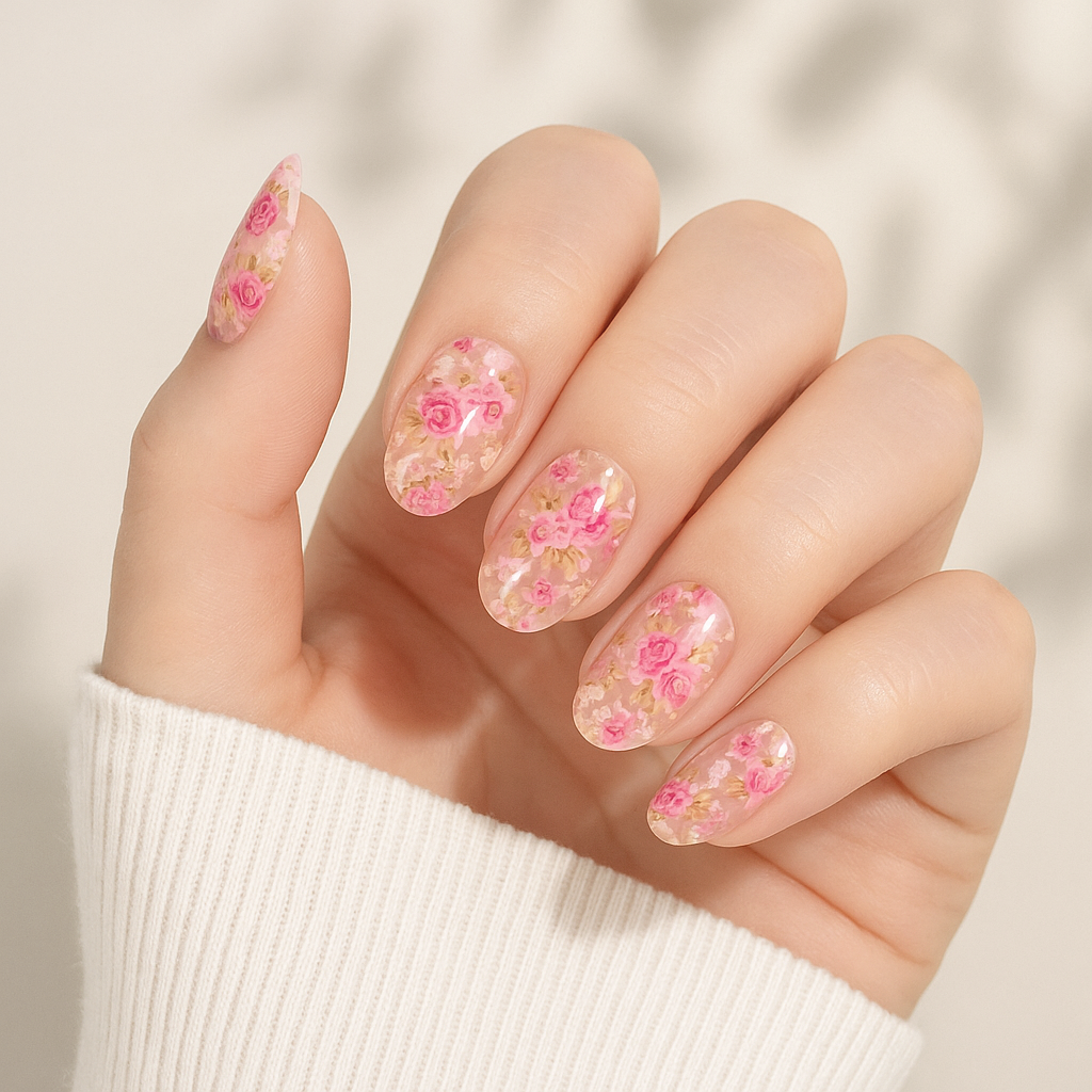 Pegatinas de gel para uñas con diseño de flores silvestres