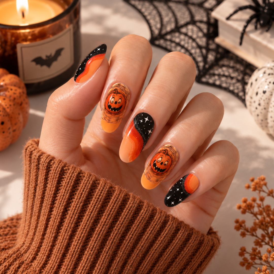 'Pumpkin Spice' Gel Nail Stickers