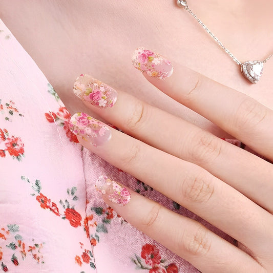 Pegatinas de gel para uñas con diseño de flores silvestres