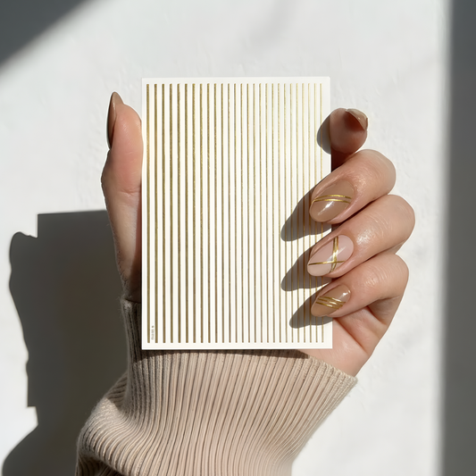Gold Lines Nail Art Sheet