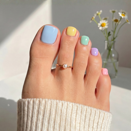 'Rainbow Puff' Gel Nail Stickers (PEDICURE)