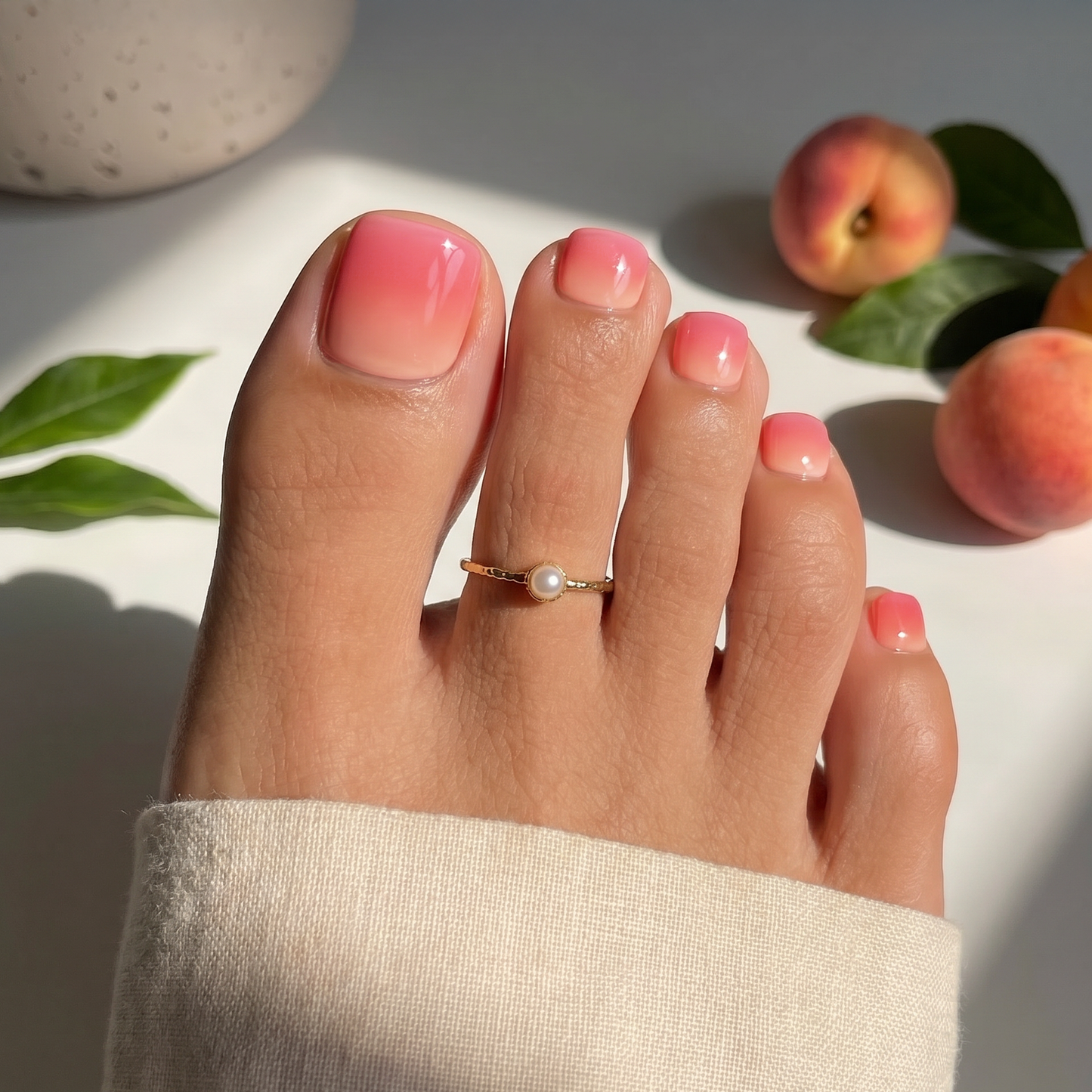 'Peach' Gel Nail Stickers (PEDICURE)
